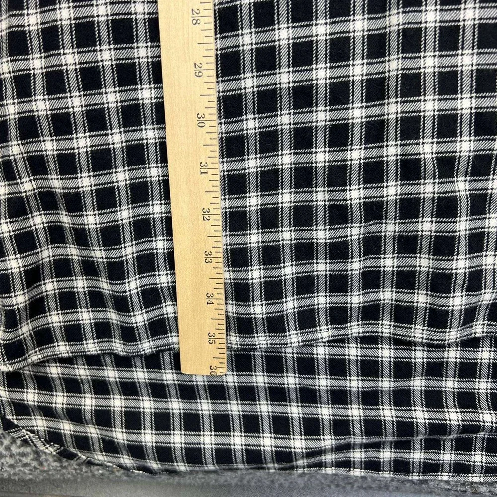 Madewell Shirt Dress Women XL Black White Plaid Flannel Long Sleeve Cotton